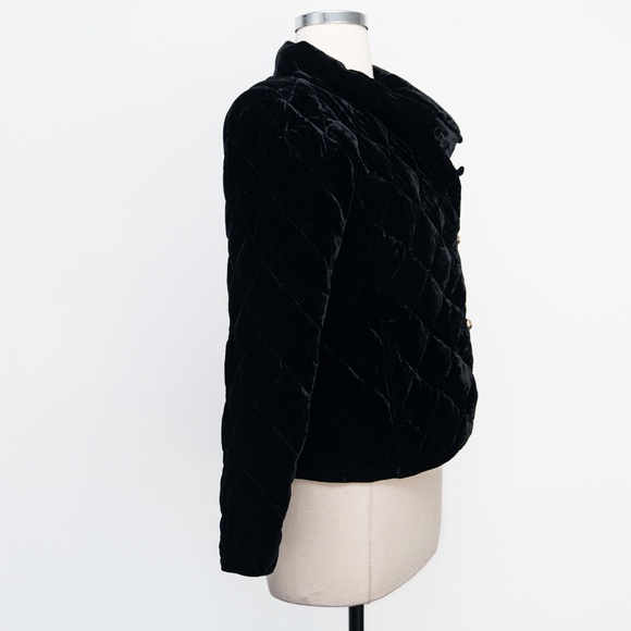 Talbots - New! Quilted Petite Velvet Jacket Black - Picture 6 of 12